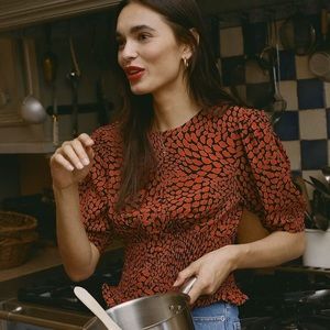 Rouje Norman Blouse in Red Lip Print